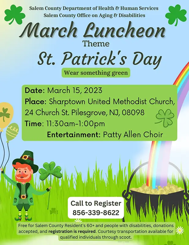 March St. Patrick's Day Luncheon flier in English