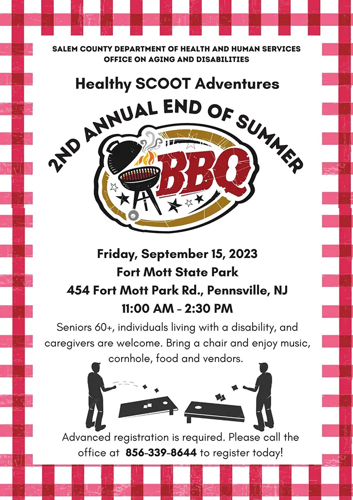 Healthy SCOOT Adventures: 2nd Annual End of Summer BBQ flier English